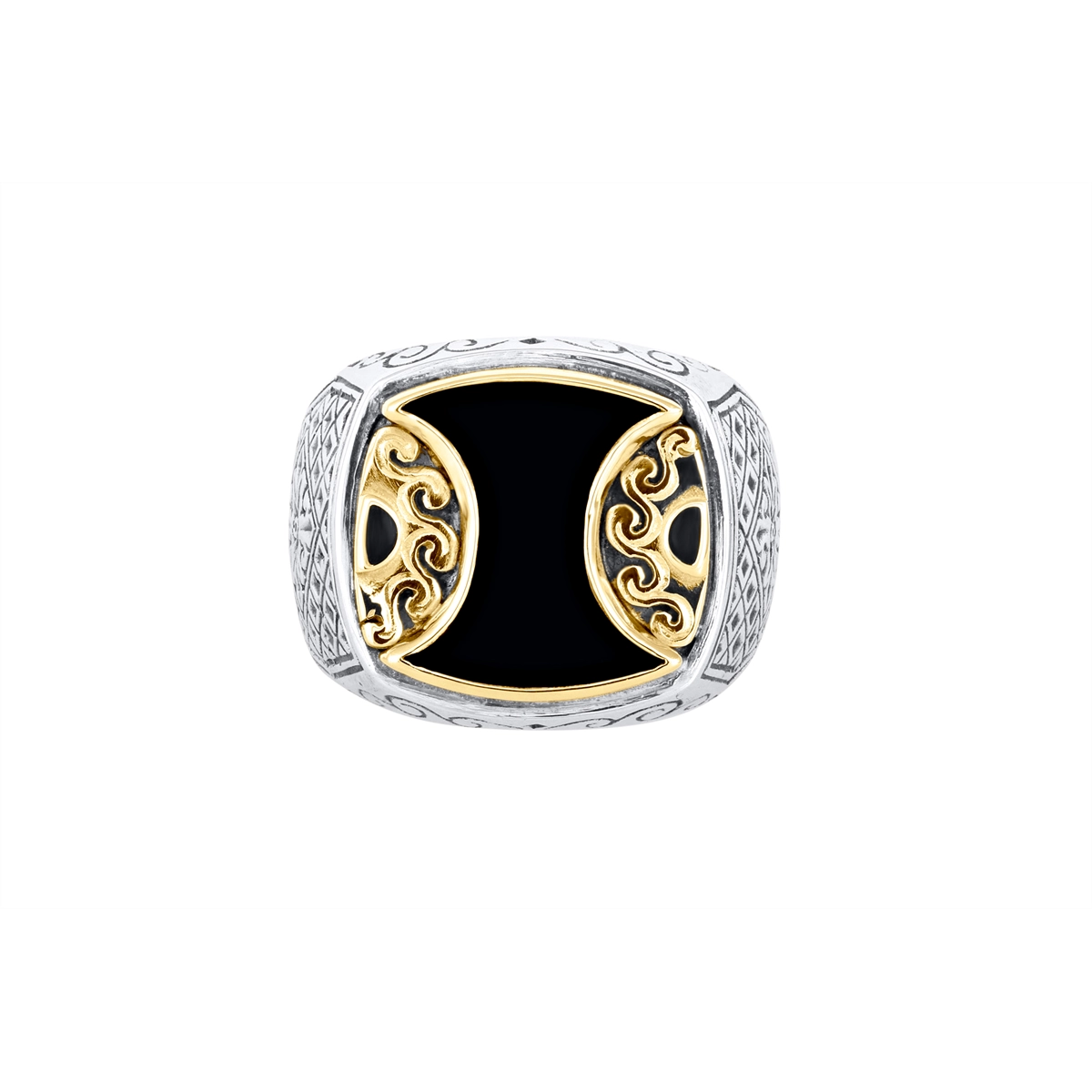 Konstantino Rings in Mixed Metals containing Black onyx DKJ1036-130-120 S11