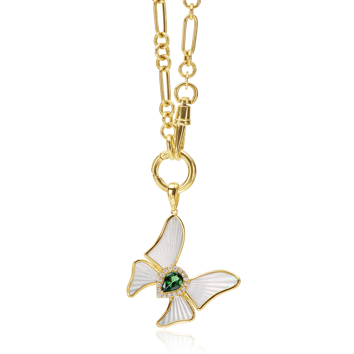 Doves Pendants in Yellow Gold containing Mother of pearl, Other, Diamond P11837TSMP