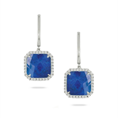 Doves Earrings in White Gold containing Lapis, Quartz, Multi-gemstone, Diamond E6249LP-W