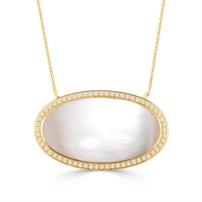 Doves Necklaces in Yellow Gold containing Mother of pearl, Quartz, Multi-gemstone, Diamond N8519WMP