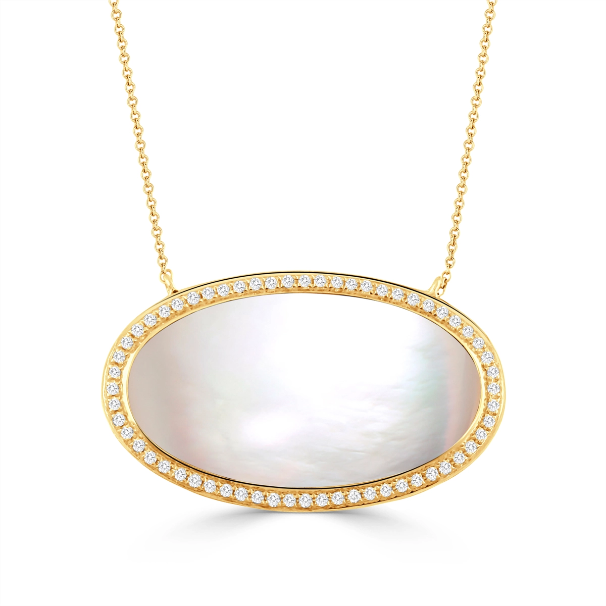Doves Necklaces in Yellow Gold containing Mother of pearl, Quartz, Multi-gemstone, Diamond N8519WMP