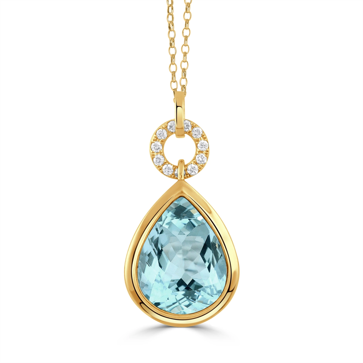 Doves Pendants in Yellow Gold containing Blue topaz , Multi-gemstone, Diamond P10774BT-Y