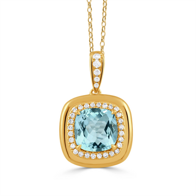 Doves Pendants in Yellow Gold containing Blue topaz , Multi-gemstone, Diamond P11232BT-Y