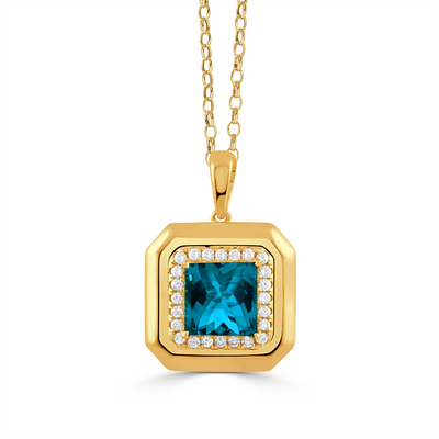Doves Pendants in Yellow Gold containing London blue topaz, Multi-gemstone, Diamond P11795LBT-Y