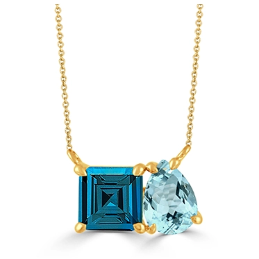 Doves Necklaces in Yellow Gold containing Blue topaz , London blue topaz N11641LBBT-Y