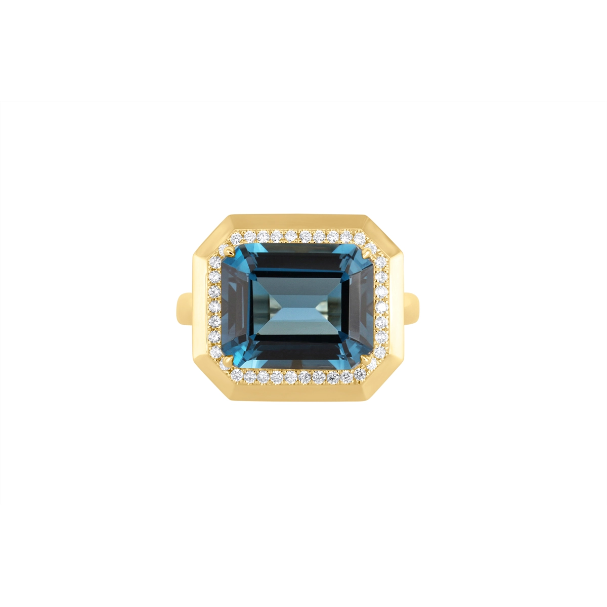 Doves Rings in Yellow Gold containing London blue topaz, Multi-gemstone, Diamond R11249LBT-Y