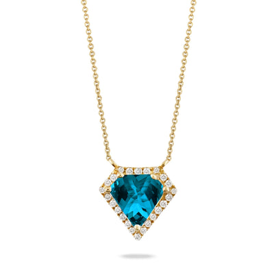 Doves Necklaces in Yellow Gold containing London blue topaz, Multi-gemstone, Diamond N8485LBT-Y