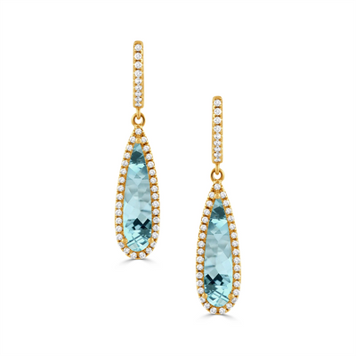 Doves Earrings in Yellow Gold containing Blue topaz , Multi-gemstone, Diamond E9513BT-Y