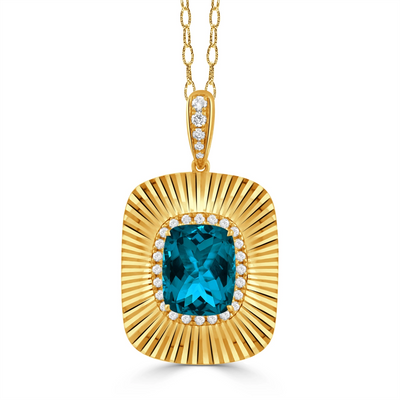 Doves Pendants in Yellow Gold containing London blue topaz, Multi-gemstone, Diamond P11591LBT-Y