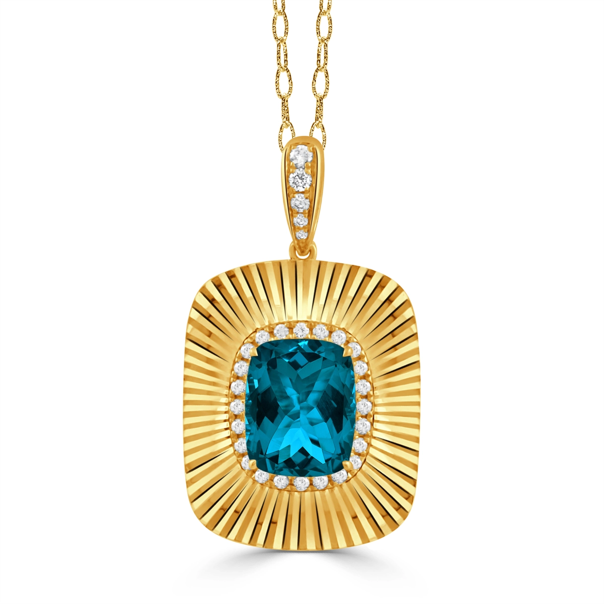 Doves Pendants in Yellow Gold containing London blue topaz, Multi-gemstone, Diamond P11591LBT-Y
