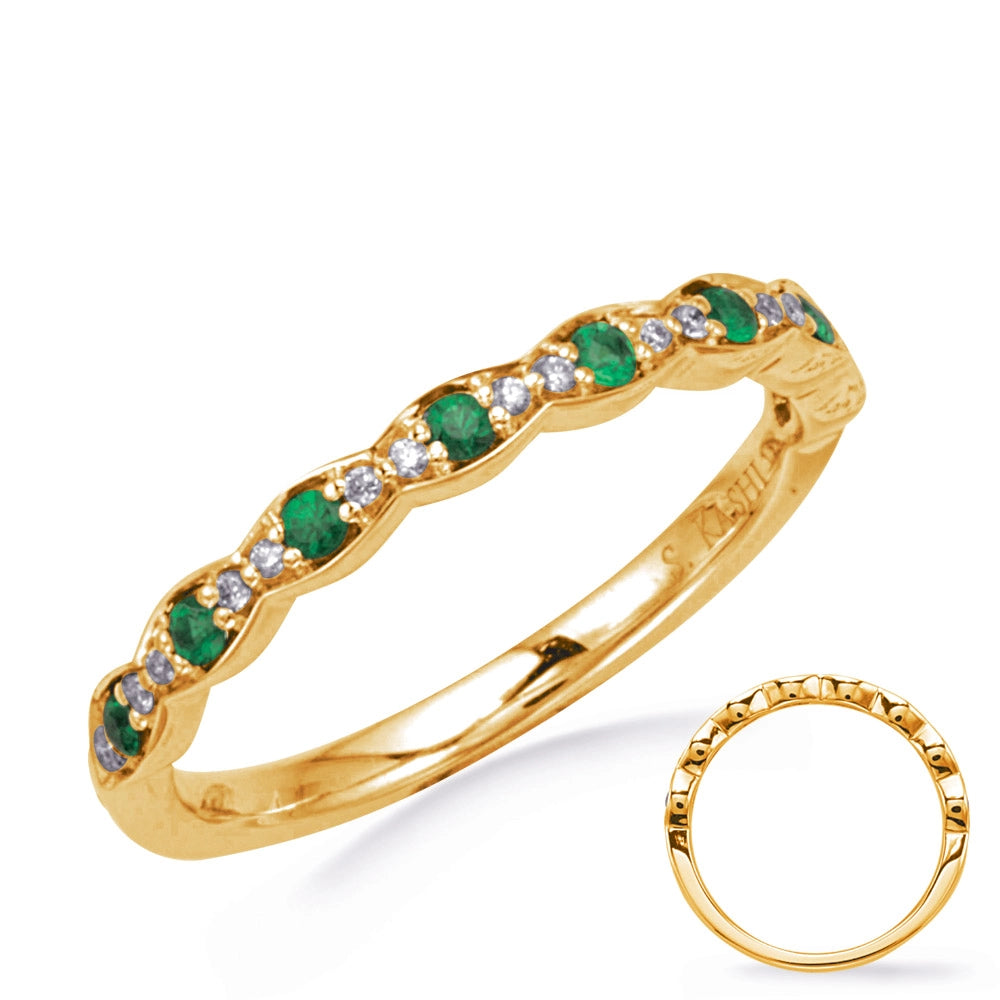 Wedding Bands Wedding Rings in Yellow Gold containing Multi-gemstone, Diamond, Emerald 449902