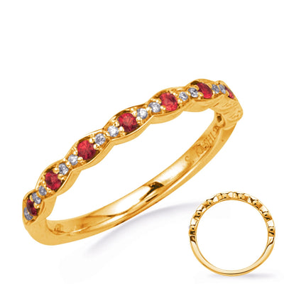 Wedding Bands Wedding Rings in Yellow Gold containing Multi-gemstone, Diamond, Ruby 449903