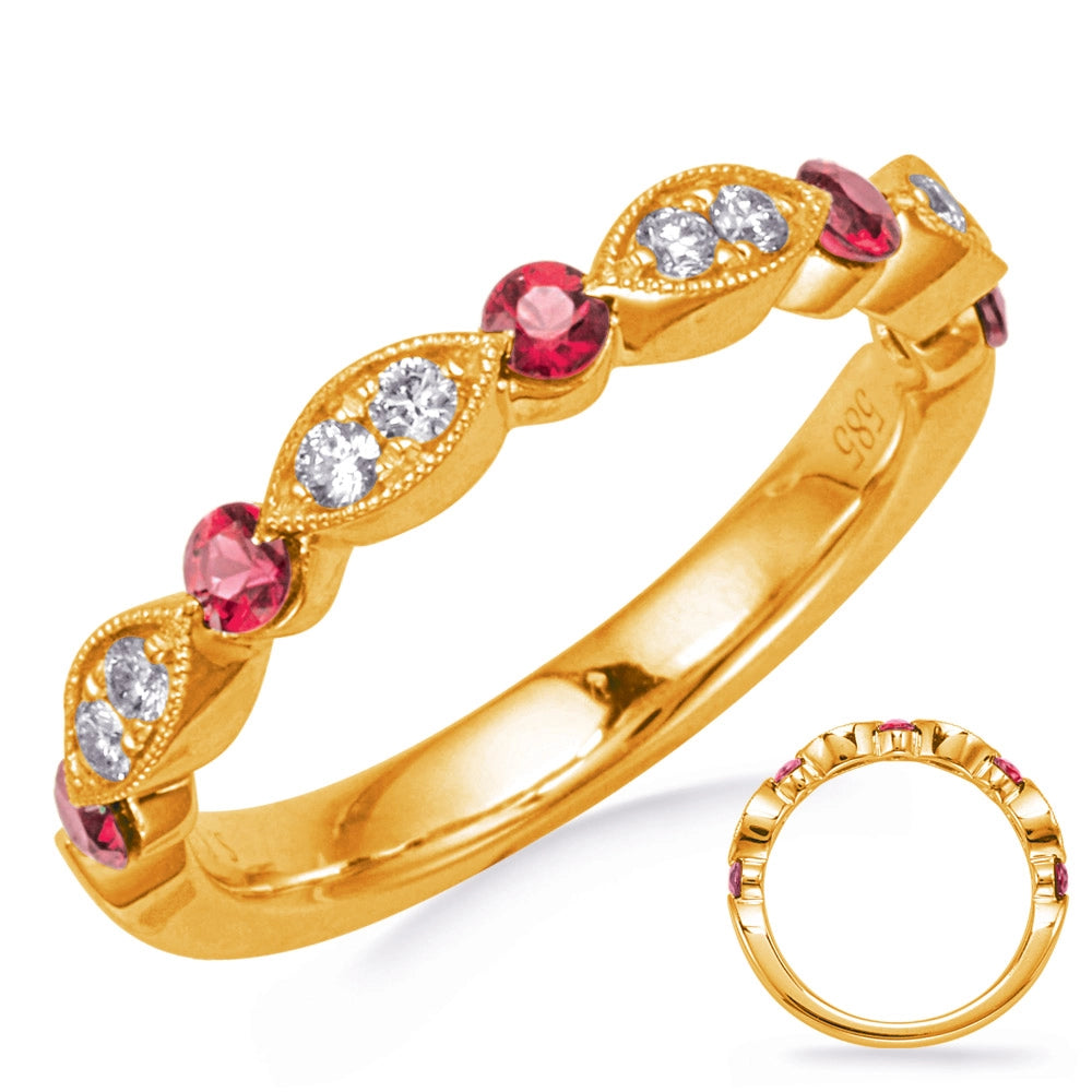Wedding Bands Wedding Rings in Yellow Gold containing Multi-gemstone, Diamond, Ruby 449907