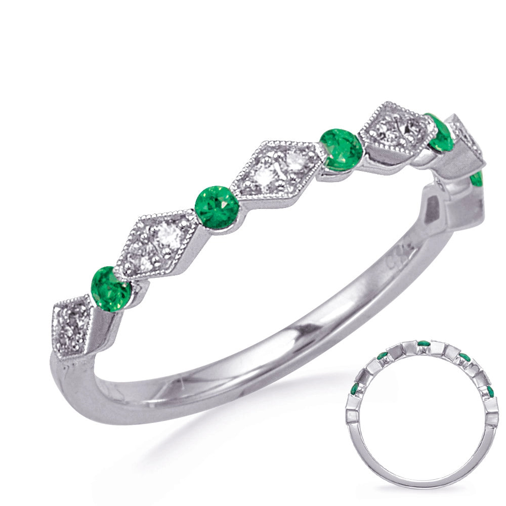 Wedding Bands Wedding Rings in White Gold containing Multi-gemstone, Diamond, Emerald 449909