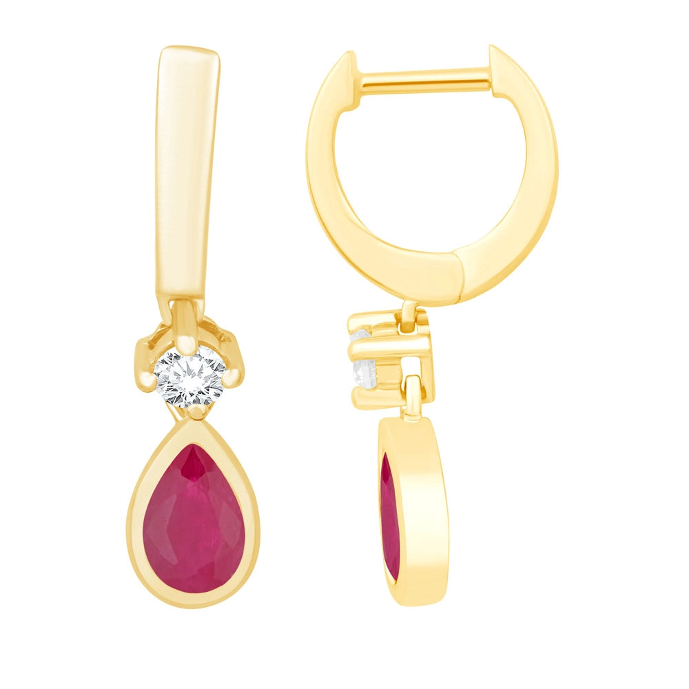 Earrings Earrings in Yellow Gold containing Multi-gemstone, Diamond, Ruby 450107
