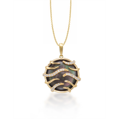 Frederic Sage Necklaces in Yellow Gold containing Mother of pearl, Multi-gemstone, Diamond P9946K-4-YGMPB