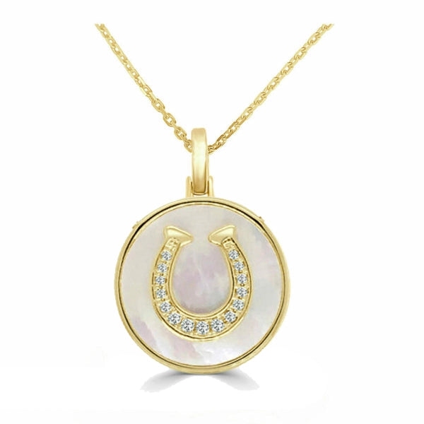 Frederic Sage Necklaces in Yellow Gold containing Mother of pearl, Multi-gemstone, Diamond P3161W-PB-4YWM