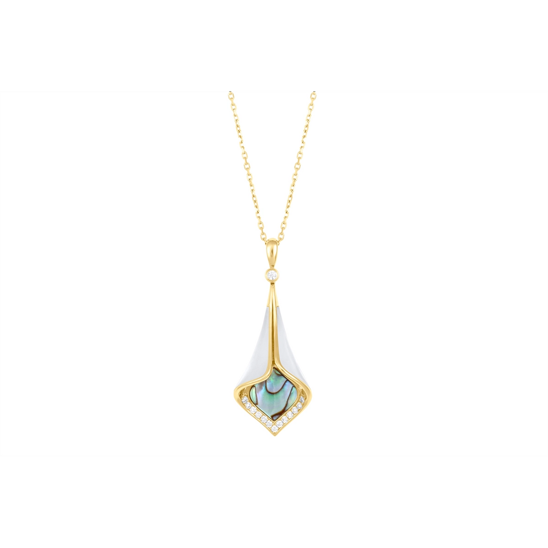 Frederic Sage Necklaces in Yellow Gold containing Mother of pearl, Other, Multi-gemstone, Diamond P30104WAL-4Y
