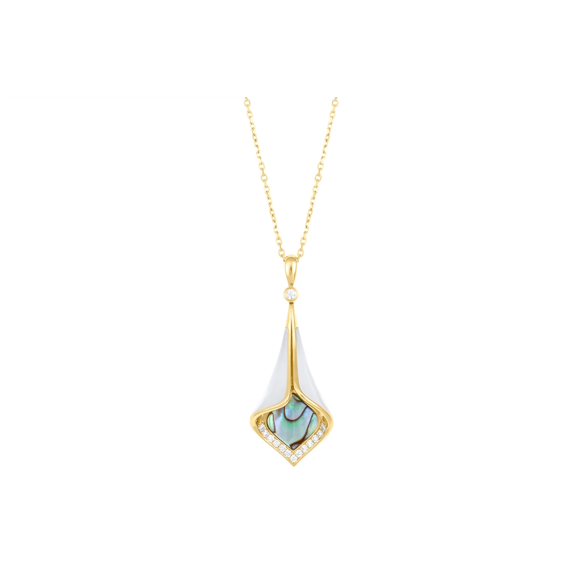 Frederic Sage Necklaces in Yellow Gold containing Mother of pearl, Other, Multi-gemstone, Diamond P30104WAL-4Y