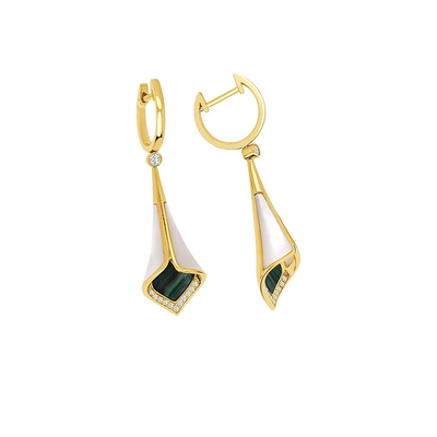 Frederic Sage Earrings in Yellow Gold containing Mother of pearl, Other, Multi-gemstone, Diamond E20104WAL-4Y