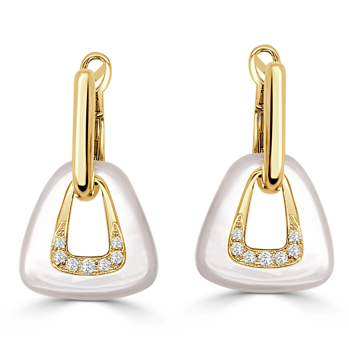 Frederic Sage Earrings in Yellow Gold containing Mother of pearl, Multi-gemstone, Diamond E20019W-4Y