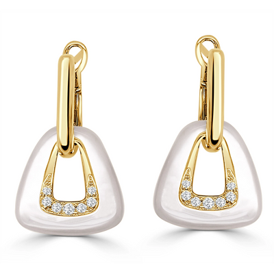 Frederic Sage Earrings in Yellow Gold containing Mother of pearl, Multi-gemstone, Diamond E20019W-4Y