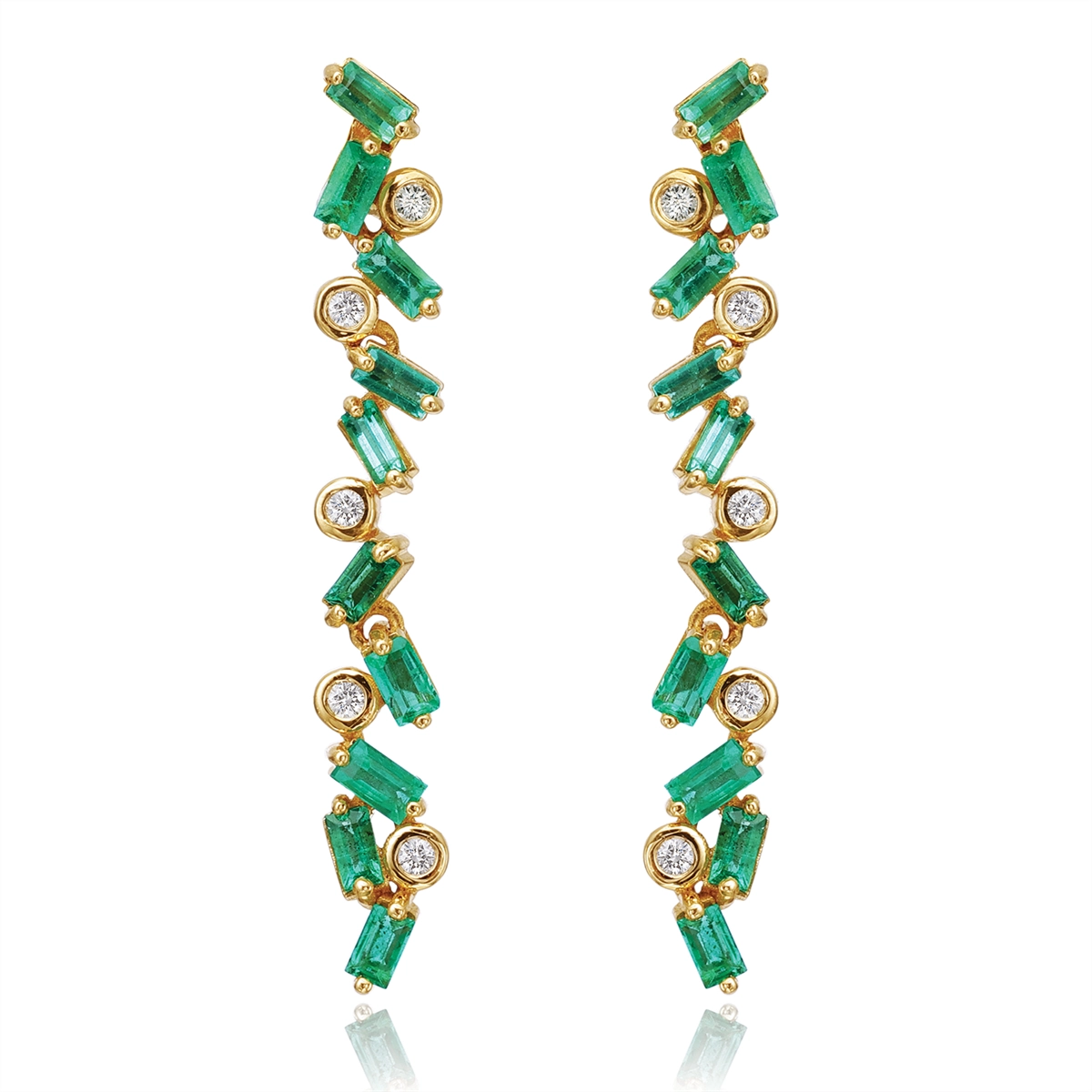 Earrings Earrings in Yellow Gold containing Multi-gemstone, Diamond, Emerald 450215