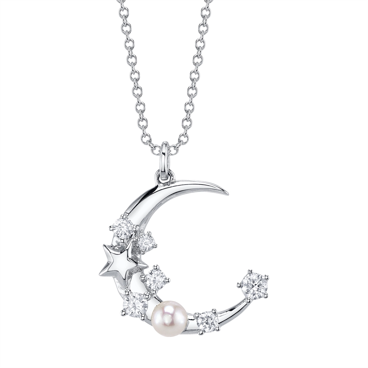 Necklaces Necklaces in White Gold containing Multi-gemstone, Diamond, Pearl 450358