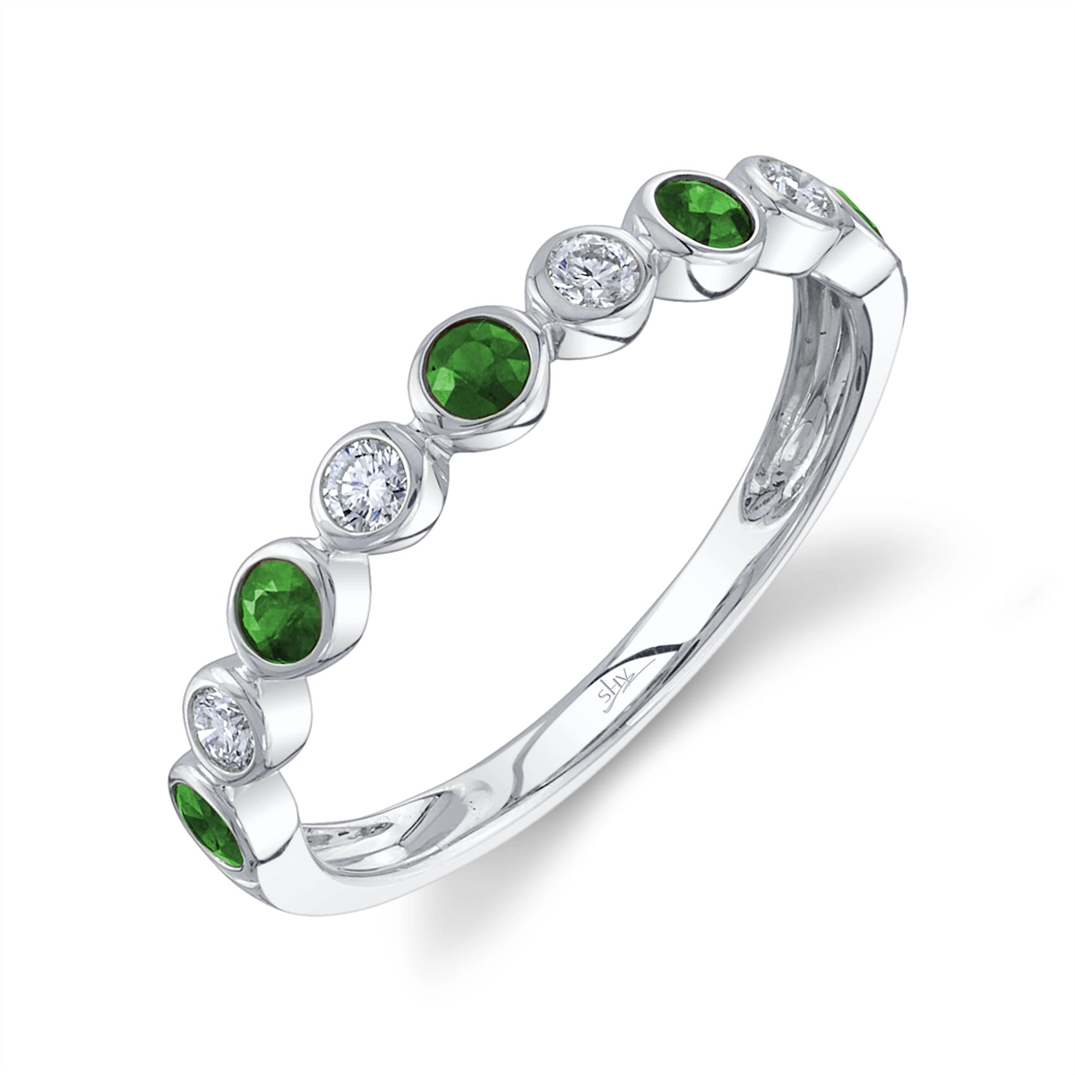 Wedding Bands Wedding Rings in White Gold containing Multi-gemstone, Diamond, Emerald 450373