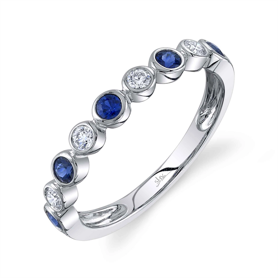 Wedding Bands Rings in White Gold containing Multi-gemstone, Diamond, Sapphire 450374