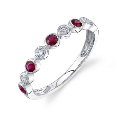 Wedding Bands Rings in White Gold containing Multi-gemstone, Diamond, Ruby 450376
