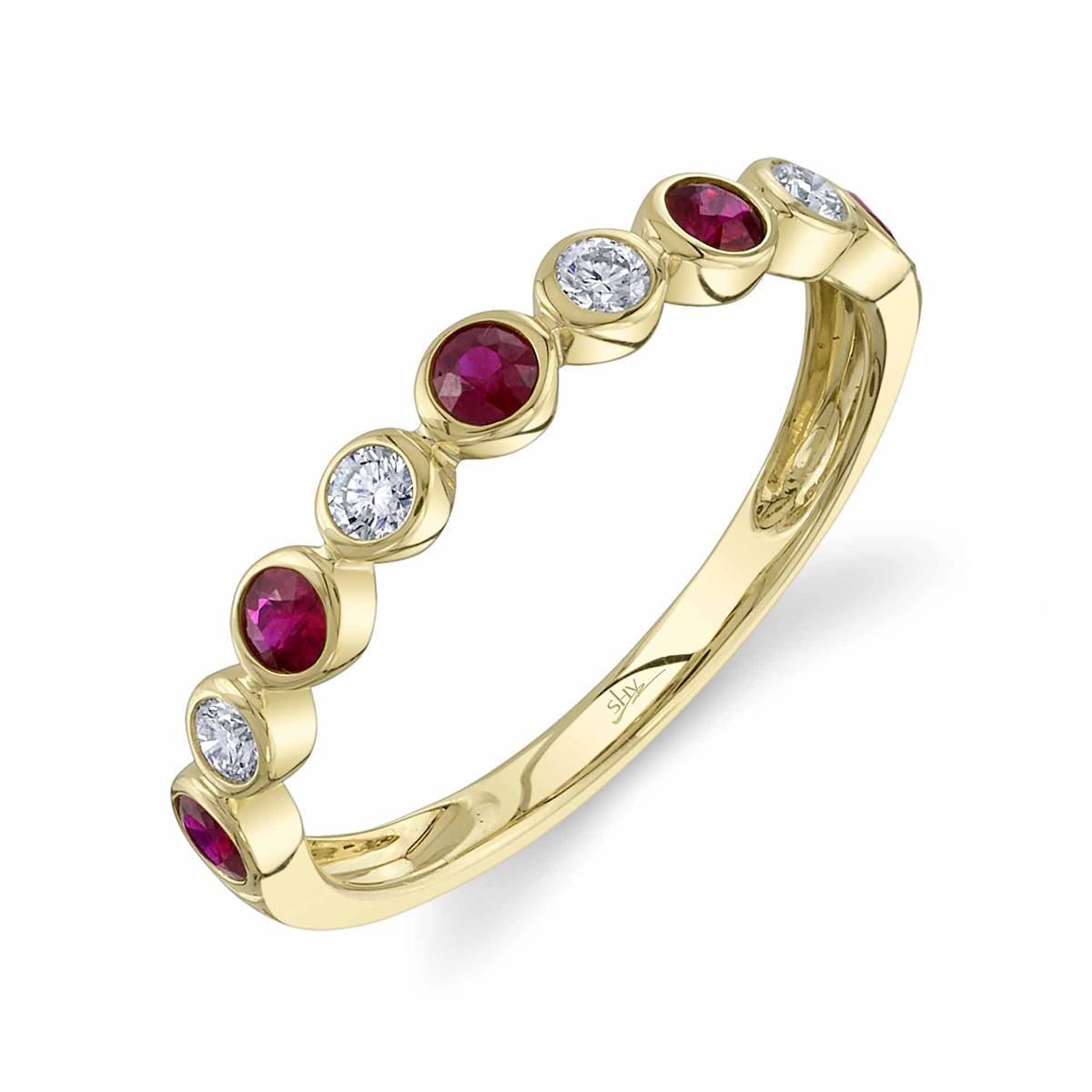 Wedding Bands Wedding Rings in Yellow Gold containing Multi-gemstone, Diamond, Ruby 450377