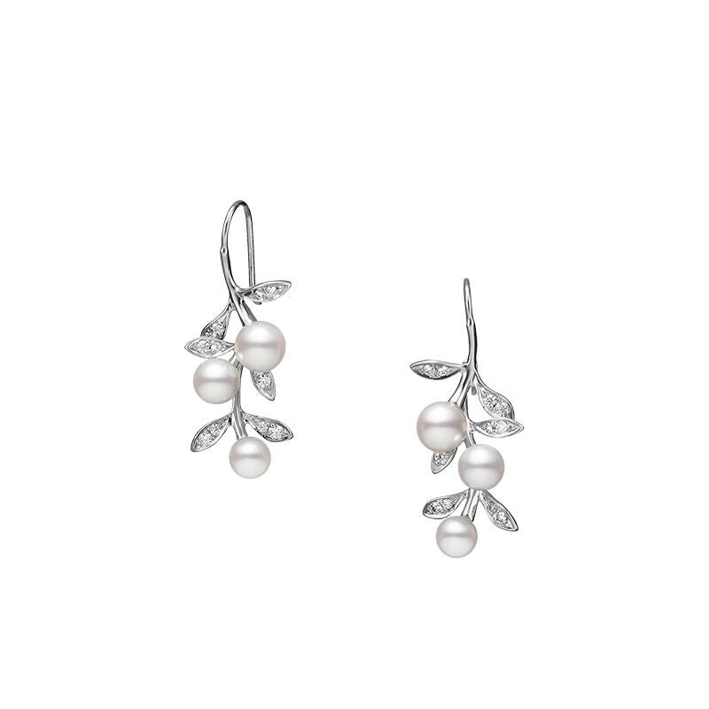 Mikimoto Earrings in White Gold containing Multi-gemstone, Diamond, Pearl MEQ10228ADXW