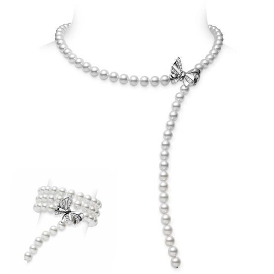 Mikimoto Necklaces in White Gold containing Multi-gemstone, Diamond, Pearl MNQ10063ADXW