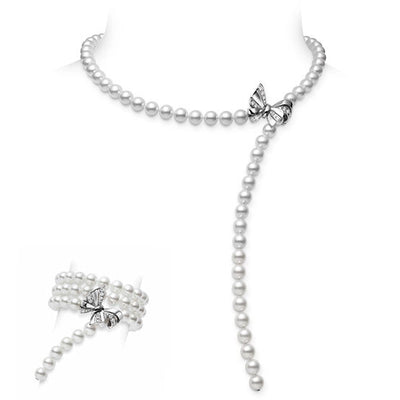 Mikimoto Necklaces in White Gold containing Multi-gemstone, Diamond, Pearl MNQ10063ADXW