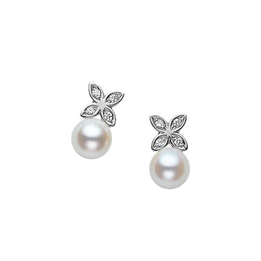 Mikimoto Earrings in White Gold containing Multi-gemstone, Diamond, Pearl MEQ10018ADXW