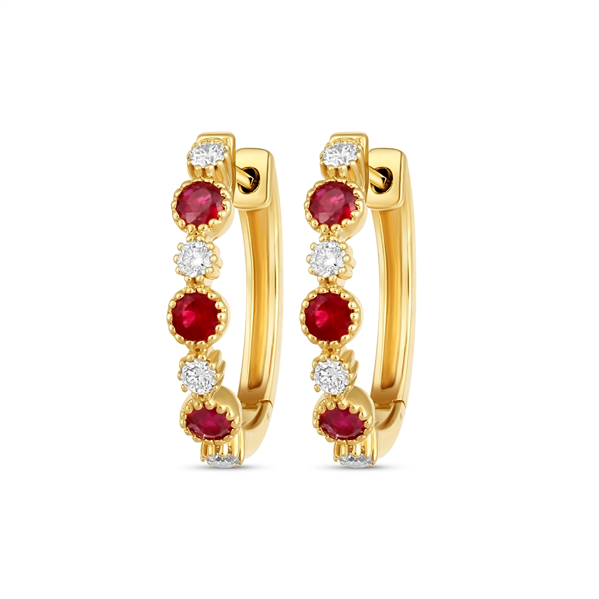 Earrings Earrings in Yellow Gold containing Multi-gemstone, Diamond, Ruby 450661