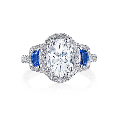 Tacori Engagement Rings in Platinum/Palladium containing Multi-gemstone, Diamond, Sapphire HT 2679 OV 11.5X8 BS
