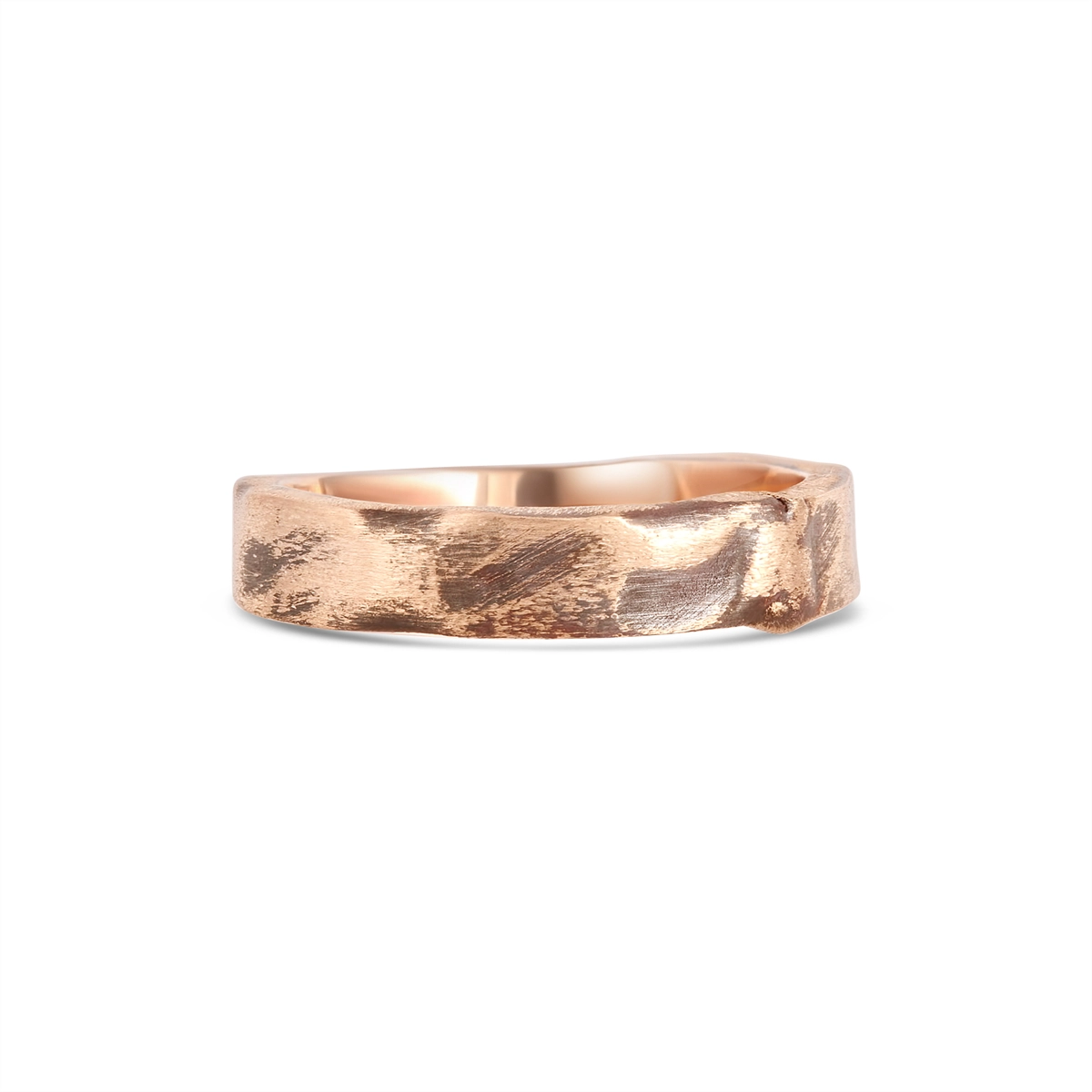 Mens Bands Engagement in Rose Gold 5MMROUGHHEWN-RG-6.5