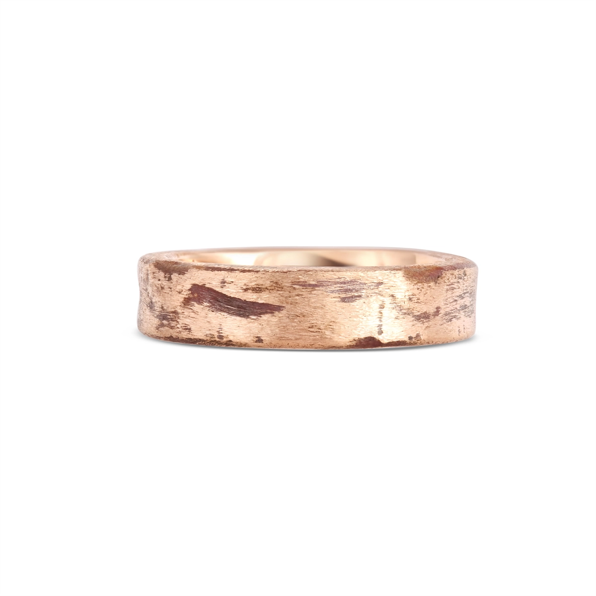 Mens Bands Engagement in Rose Gold 6MMROUGHHEWN-RG-9