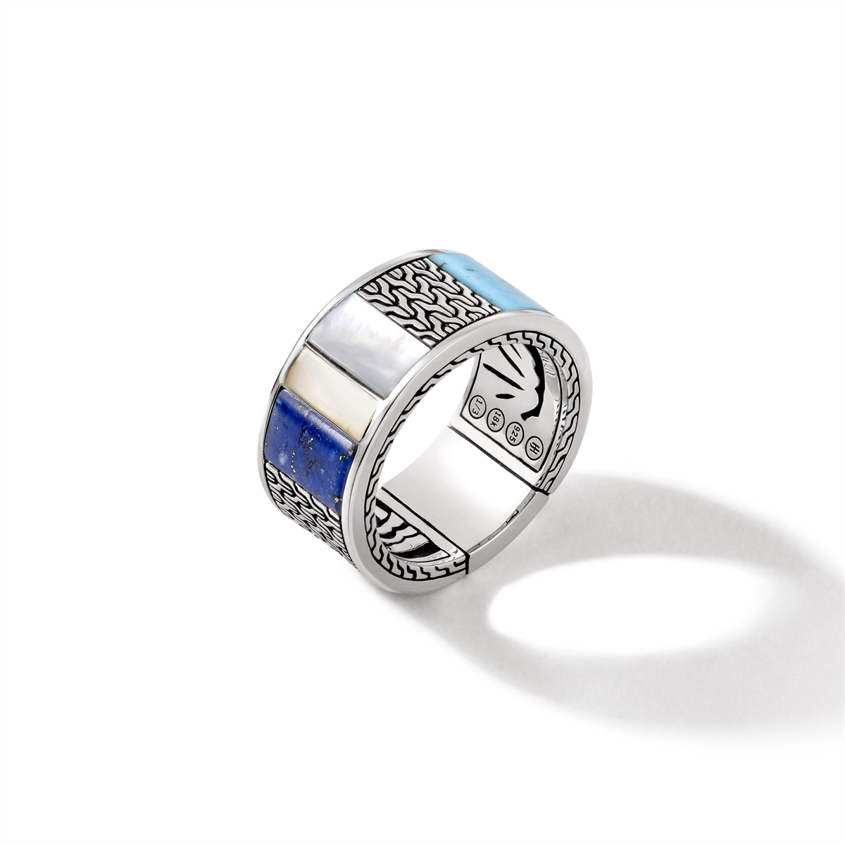 John Hardy Rings in Mixed Metals containing Mother of pearl, Lapis, Multi-gemstone, Turquoise RMZS9009795MOPTQBMX10