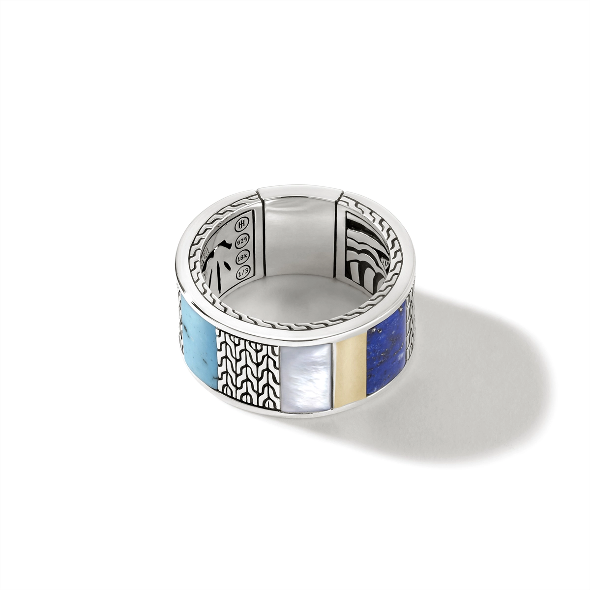 John Hardy Rings in Mixed Metals containing Mother of pearl, Lapis, Multi-gemstone, Turquoise RMZS9009795MOPTQBMX10