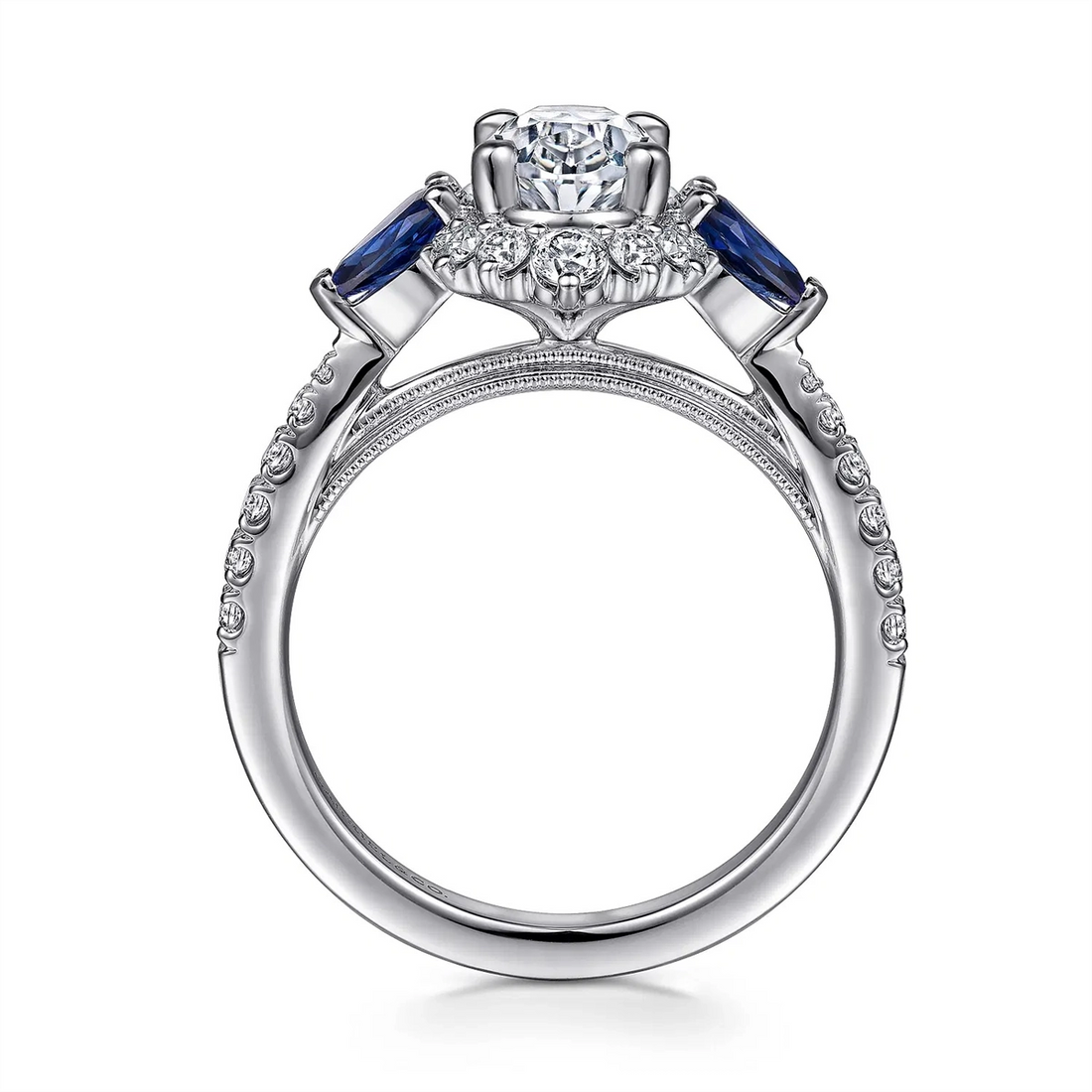Gabriel & Co Engagement Rings in White Gold containing Multi-gemstone, Diamond, Sapphire ER15608O6W44SA