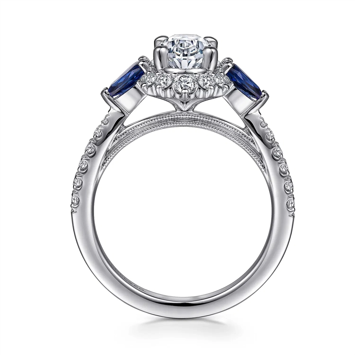 Gabriel & Co Engagement Rings in White Gold containing Multi-gemstone, Diamond, Sapphire ER15608O6W44SA