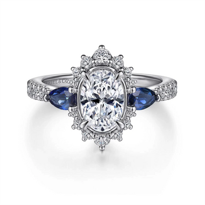Gabriel & Co Engagement Rings in White Gold containing Multi-gemstone, Diamond, Sapphire ER15608O6W44SA
