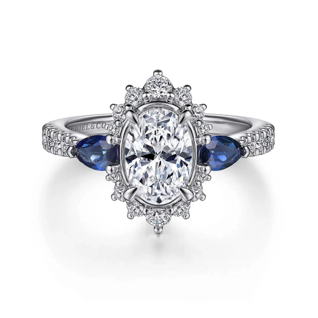 Gabriel & Co Engagement Rings in White Gold containing Multi-gemstone, Diamond, Sapphire ER15608O6W44SA