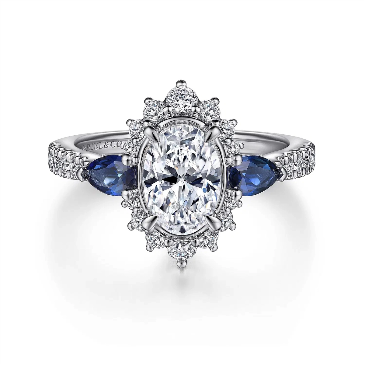 Gabriel & Co Engagement Rings in White Gold containing Multi-gemstone, Diamond, Sapphire ER15608O6W44SA