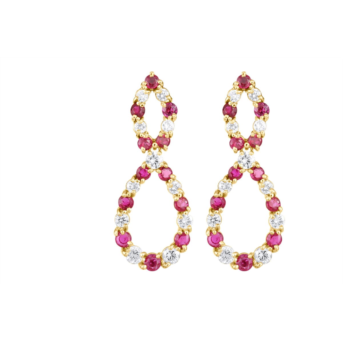 Earrings Earrings in Yellow Gold containing Multi-gemstone, Diamond, Ruby 452768