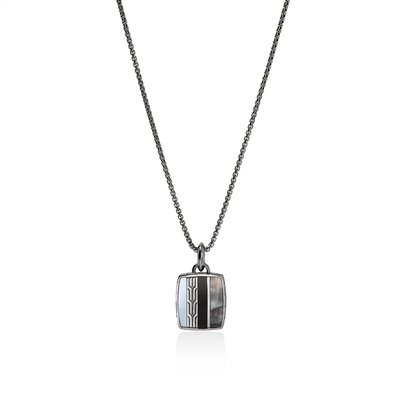 John Hardy Necklaces in Silver containing Mother of pearl, Black onyx, Other, Multi-gemstone NMS988201BRDBONHE26