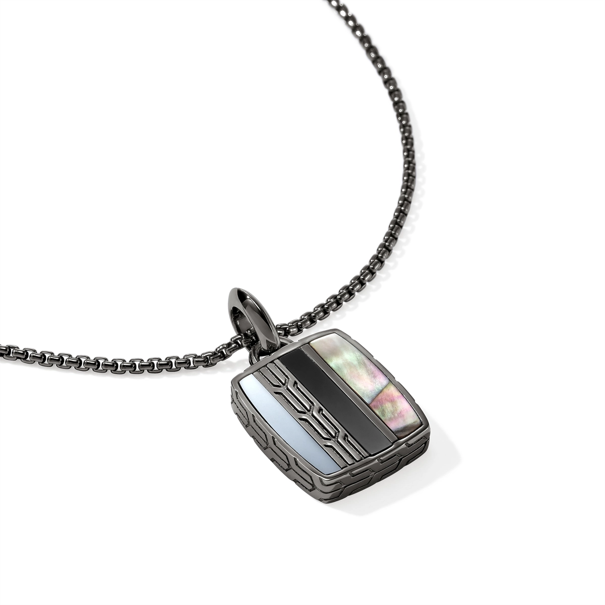 John Hardy Necklaces in Silver containing Mother of pearl, Black onyx, Other, Multi-gemstone NMS988201BRDBONHE26